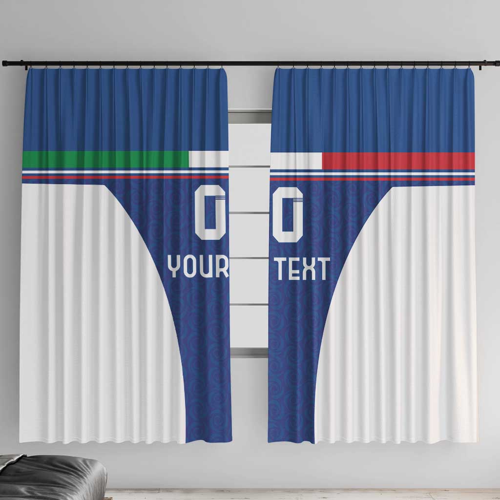 Custom Italy Football Window Curtain Italy Flag Pattern On Blue