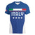 Custom Italy Football Women V-Neck T-Shirt Italy Flag Pattern On Blue