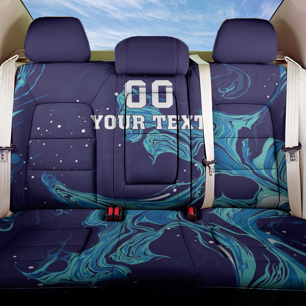 Custom Italy Rugby Back Car Seat Cover Gli Azzurri Flame Pattern - Wonder Print Shop