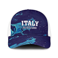 Custom Italy Rugby Baseball Net Cap Gli Azzurri Flame Pattern - Wonder Print Shop
