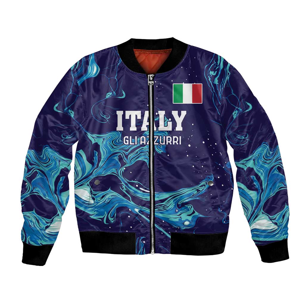 Custom Italy Rugby Bomber Jacket Gli Azzurri Flame Pattern - Wonder Print Shop