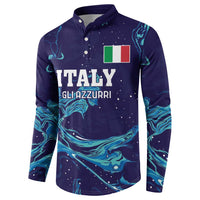 Men's navy rugby button sweatshirt with Italy flag, ITALY/GLI AZZURRI text