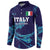 Custom Italy Rugby Button Sweatshirt Gli Azzurri Flame Pattern - Wonder Print Shop