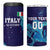 Custom Italy Rugby 4 in 1 Can Cooler Tumbler Gli Azzurri Flame Pattern