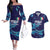 Custom Italy Rugby Couples Matching Off The Shoulder Long Sleeve Dress and Hawaiian Shirt Gli Azzurri Flame Pattern