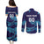 Custom Italy Rugby Couples Matching Puletasi and Long Sleeve Button Shirt Gli Azzurri Flame Pattern