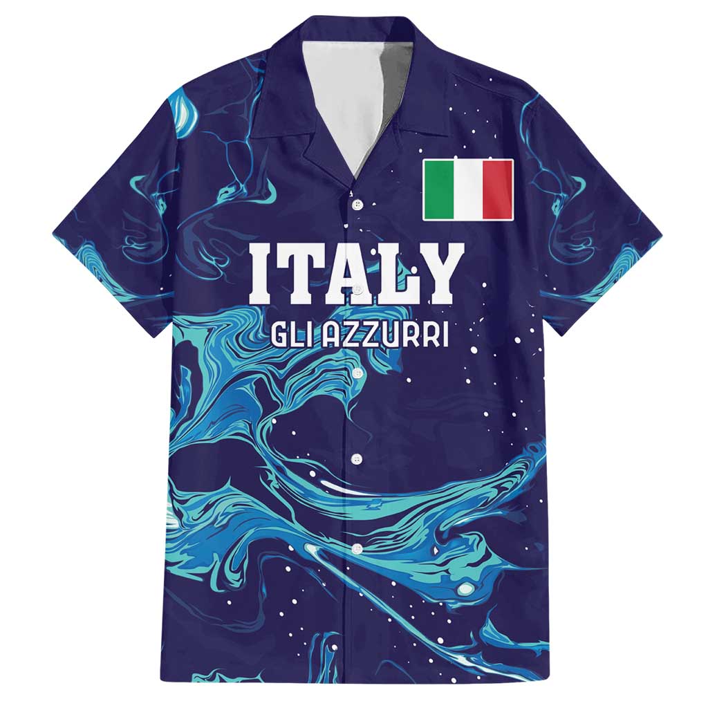 Custom Italy Rugby Hawaiian Shirt Gli Azzurri Flame Pattern - Wonder Print Shop