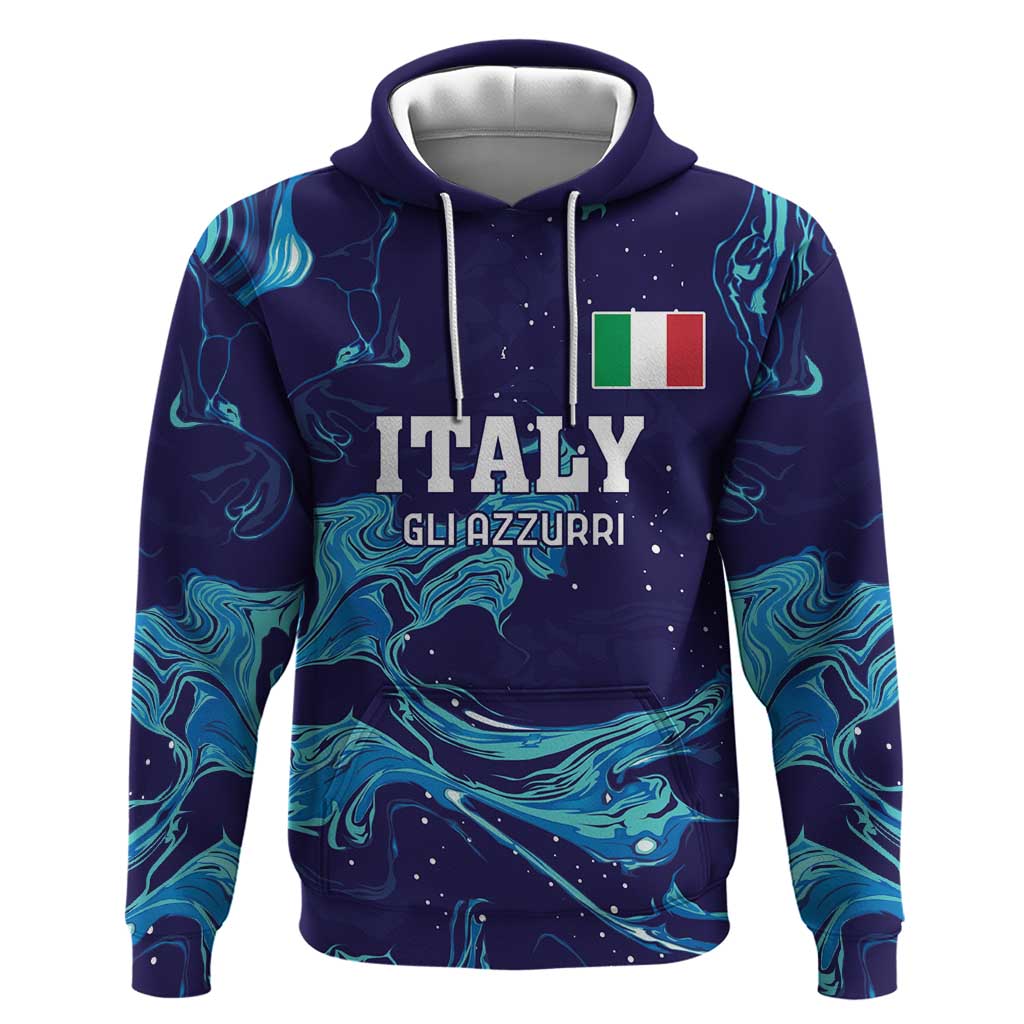 Custom Italy Rugby Hoodie Gli Azzurri Flame Pattern - Wonder Print Shop