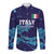 Custom Italy Rugby Long Sleeve Button Shirt Gli Azzurri Flame Pattern