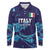 Custom Italy Rugby Long Sleeve Polo Shirt Gli Azzurri Flame Pattern - Wonder Print Shop