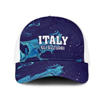 Custom Italy Rugby Mesh Trucker Cap Gli Azzurri Flame Pattern - Wonder Print Shop