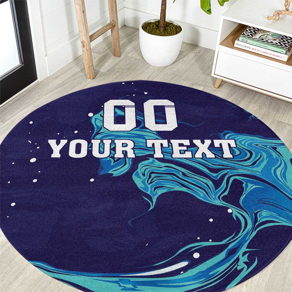 Custom Italy Rugby Round Carpet Gli Azzurri Flame Pattern - Wonder Print Shop