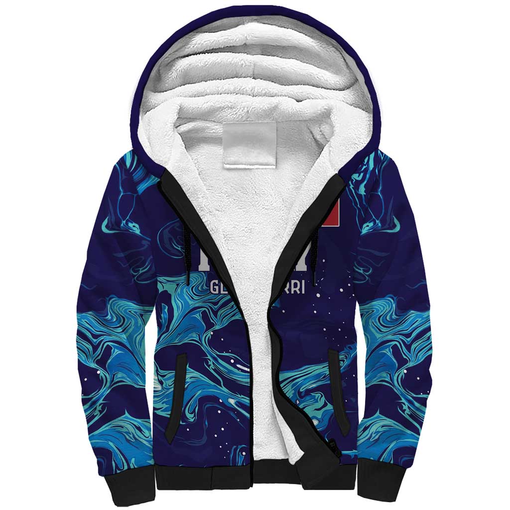 Custom Italy Rugby Sherpa Hoodie Gli Azzurri Flame Pattern