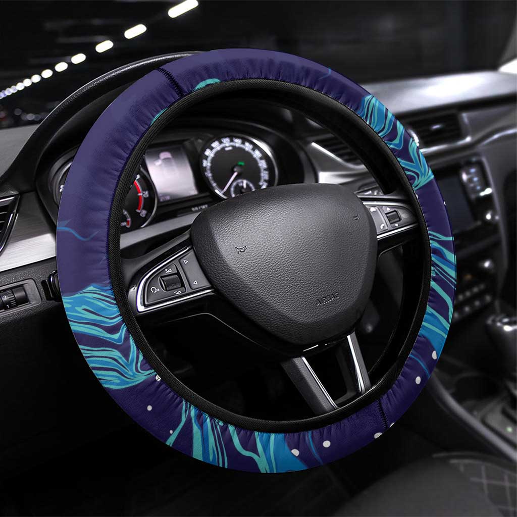 Italy Rugby Steering Wheel Cover Gli Azzurri Flame Pattern