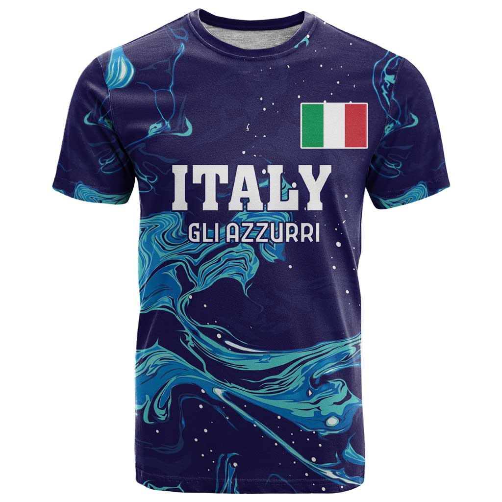 Custom Italy Rugby T Shirt Gli Azzurri Flame Pattern