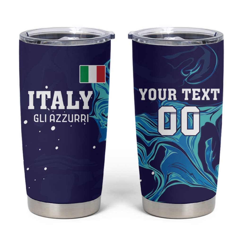 Custom Italy Rugby Tumbler Cup Gli Azzurri Flame Pattern