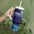 Custom Italy Rugby Tumbler With Handle Gli Azzurri Flame Pattern