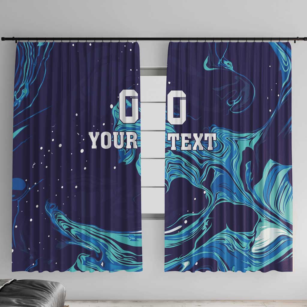 Custom Italy Rugby Window Curtain Gli Azzurri Flame Pattern