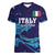 Custom Italy Rugby Women V-Neck T-Shirt Gli Azzurri Flame Pattern