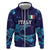 Custom Italy Rugby Zip Hoodie Gli Azzurri Flame Pattern