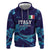 Custom Italy Rugby Zip Hoodie Gli Azzurri Flame Pattern