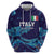 Custom Italy Rugby Zip Hoodie Gli Azzurri Flame Pattern