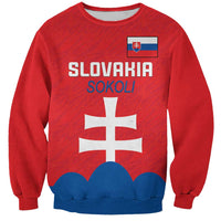 Red unisex football sweatshirt with Slovak text and cross shield graphic