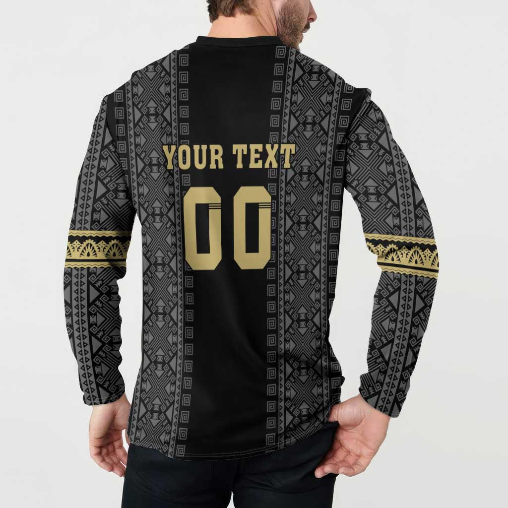 Custom Mexico Football Button Sweatshirt El Tri Aztec Pattern Back Version