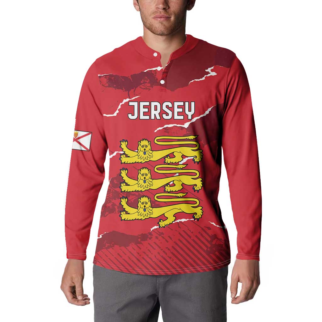 Custom Bailiwick of Jersey Button Sweatshirt Sporty Style