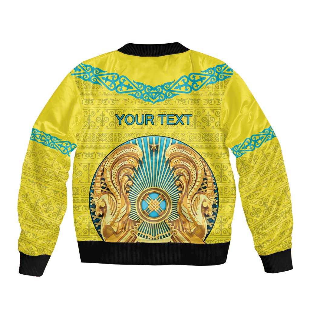 Personalized Kazakhstan Emblem Bomber Jacket Kazakh Pattern