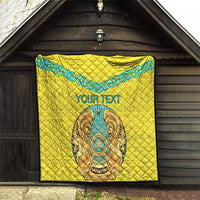 Personalized Kazakhstan Emblem Quilt Kazakh Pattern