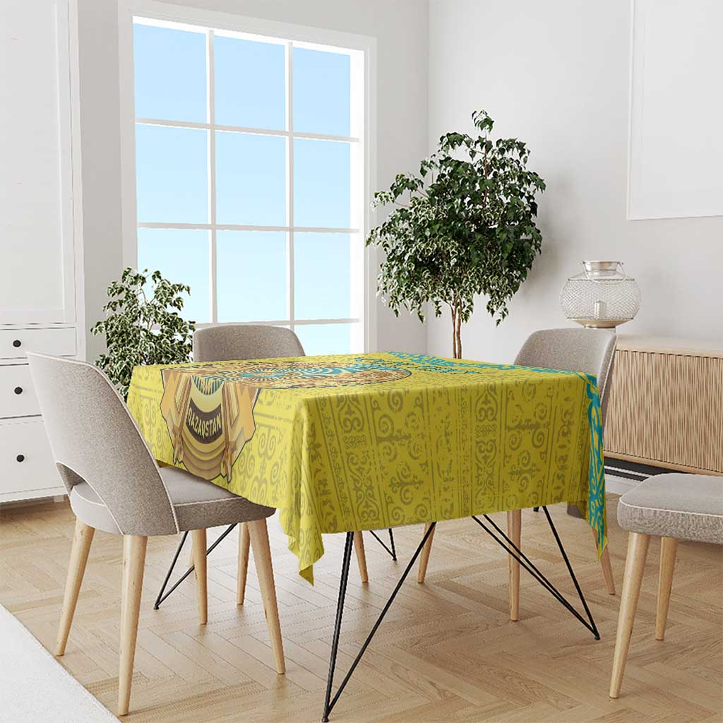 Personalized Kazakhstan Emblem Tablecloth Kazakh Pattern