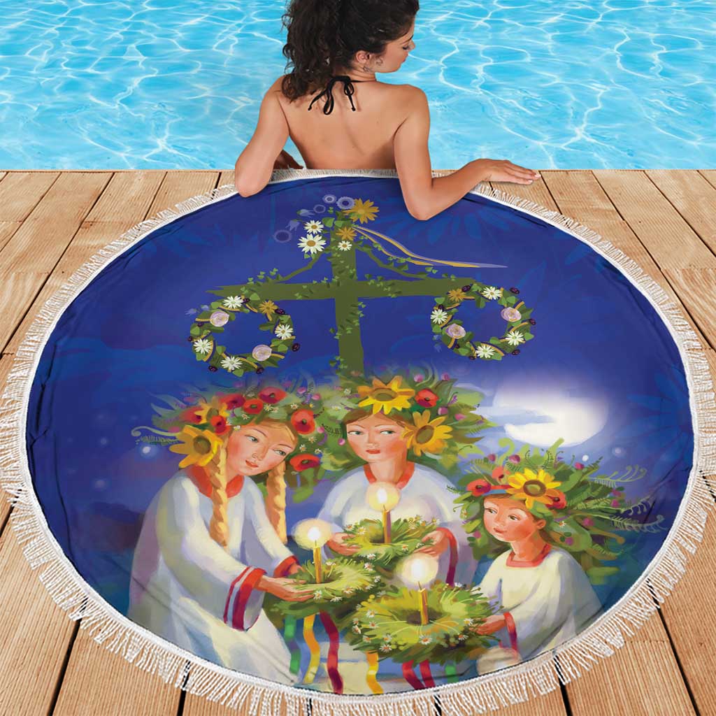 Swedish Glad Midsommar Beach Blanket Hade du en bra Midsommar