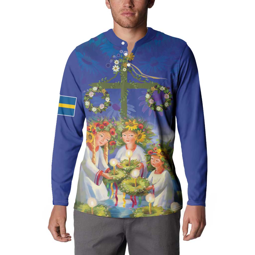 Swedish Glad Midsommar Button Sweatshirt Hade du en bra Midsommar