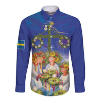 Swedish Glad Midsommar Long Sleeve Button Shirt Hade du en bra Midsommar