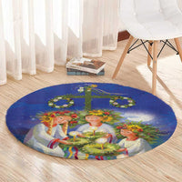 Swedish Glad Midsommar Round Carpet Hade du en bra Midsommar