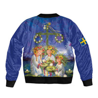 Swedish Glad Midsommar Sleeve Zip Bomber Jacket Hade du en bra Midsommar