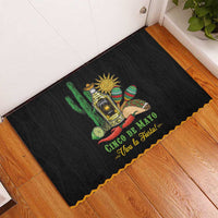 Black rubber doormat featuring Cinco de Mayo cactus figure and “Viva la Fiesta!” text