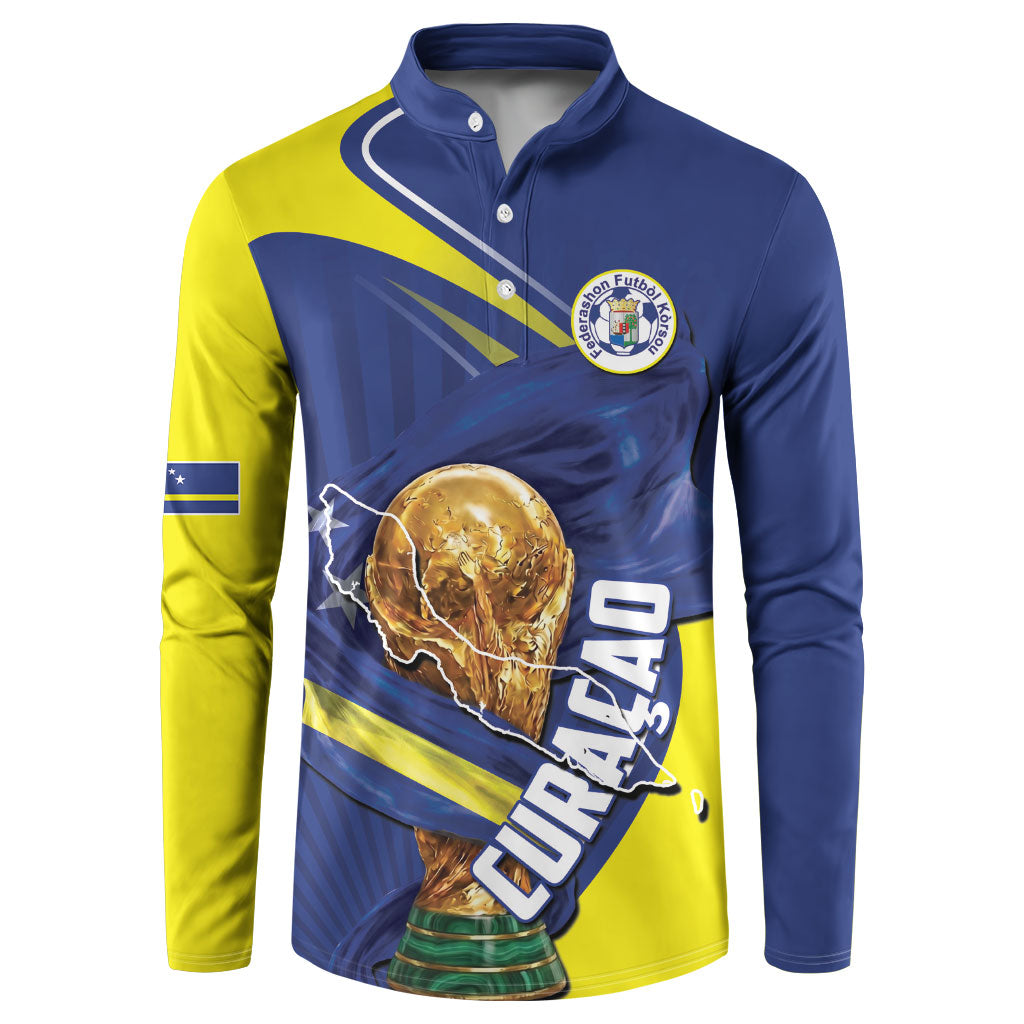 Personalized Curacao Football 2026 Button Sweatshirt Rise of Caribbean Pride