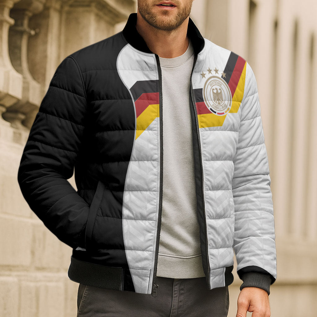 Custom Germany Football Bomber Puffer Jacket Black Eagle Glory 2026 Fan Edition