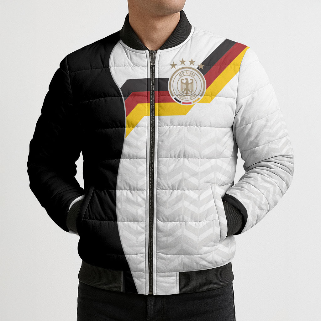 Custom Germany Football Bomber Puffer Jacket Black Eagle Glory 2026 Fan Edition