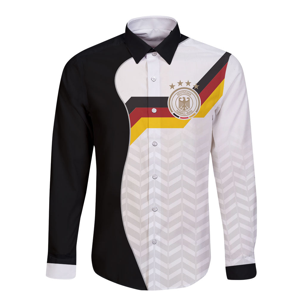 Custom Germany Football Long Sleeve Button Shirt Black Eagle Glory 2026 Fan Edition