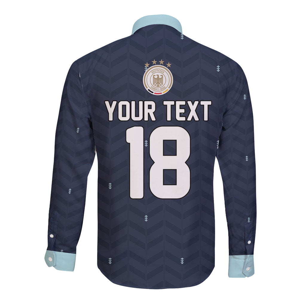 Custom Germany Football 2026 Long Sleeve Button Shirt Midnight Eagle Heritage