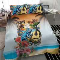 Cayman Islands Bedding Set Iguanas And Parrot Hisbius Flower - Wonder Print Shop