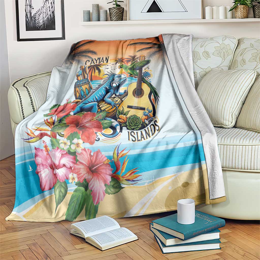 Cayman Islands Blanket Iguanas And Parrot Hisbius Flower - Wonder Print Shop