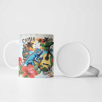 Cayman Islands Ceramic Mug Iguanas And Parrot Hisbius Flower - Wonder Print Shop