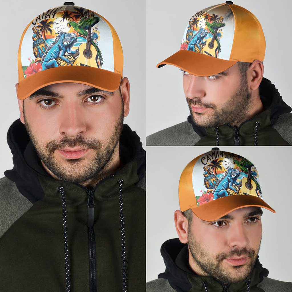 Cayman Islands Classic Cap Iguanas And Parrot Hisbius Flower - Wonder Print Shop