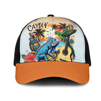 Cayman Islands Mesh Trucker Cap Iguanas And Parrot Hisbius Flower - Wonder Print Shop