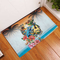 Cayman Islands Rubber Doormat Iguanas And Parrot Hisbius Flower - Wonder Print Shop