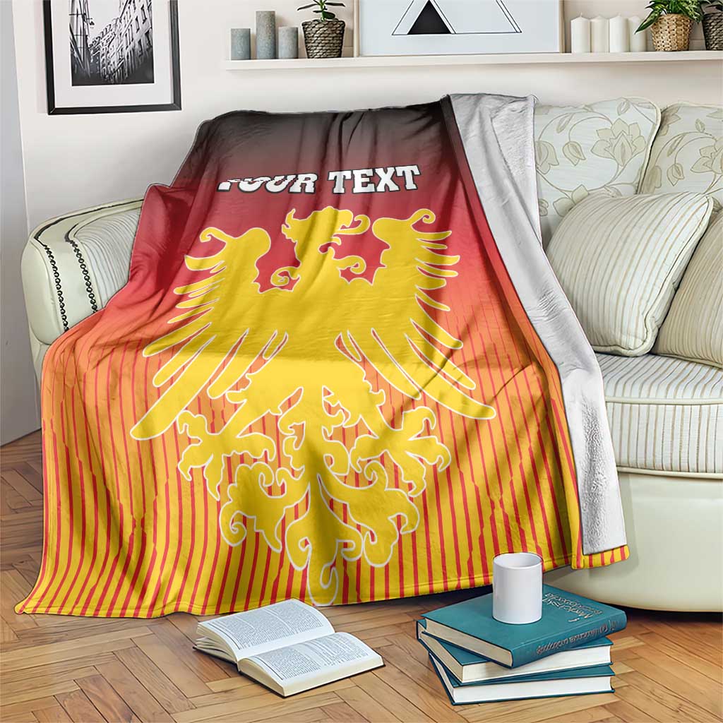 Personalized Germany blanket with red-to-orange coat of arms and YOUR TEXT